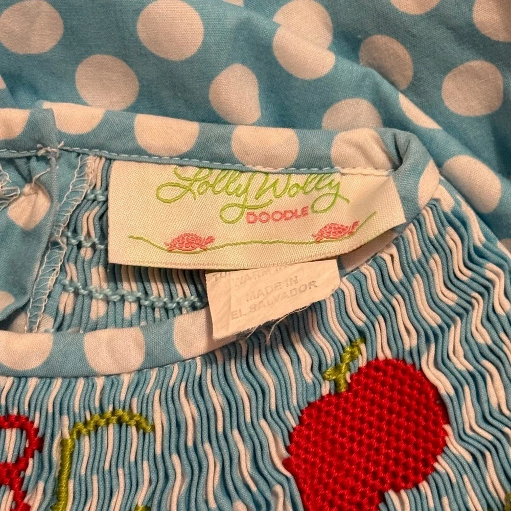 Lolly Wolly Doodle Girls Smocked ABC Apple Polka Dot Top and Shorts Set Size 5